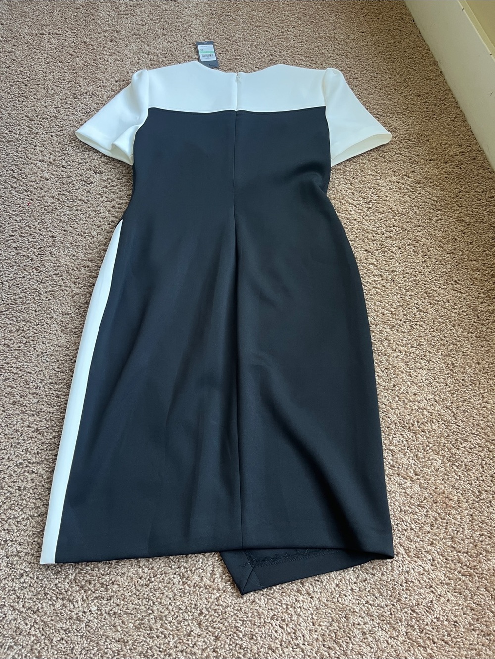 Tommy Hilfiger Black and White Colorblock Sheath Dress with Side Button Trim - Picture 9 of 11